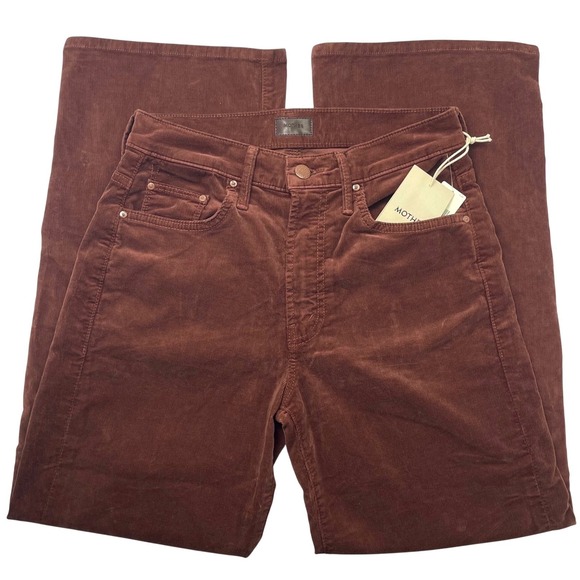 NWT Anthropologie MOTHER Wide Leg Jeans Corduroy Ankle Brown Rust Sz 27 $248 - Picture 4 of 12